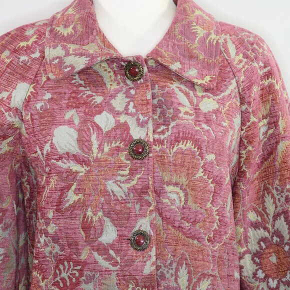 J Jill Mauve Pink Floral Tapestry Blazer Jacket - Picture 2 of 12